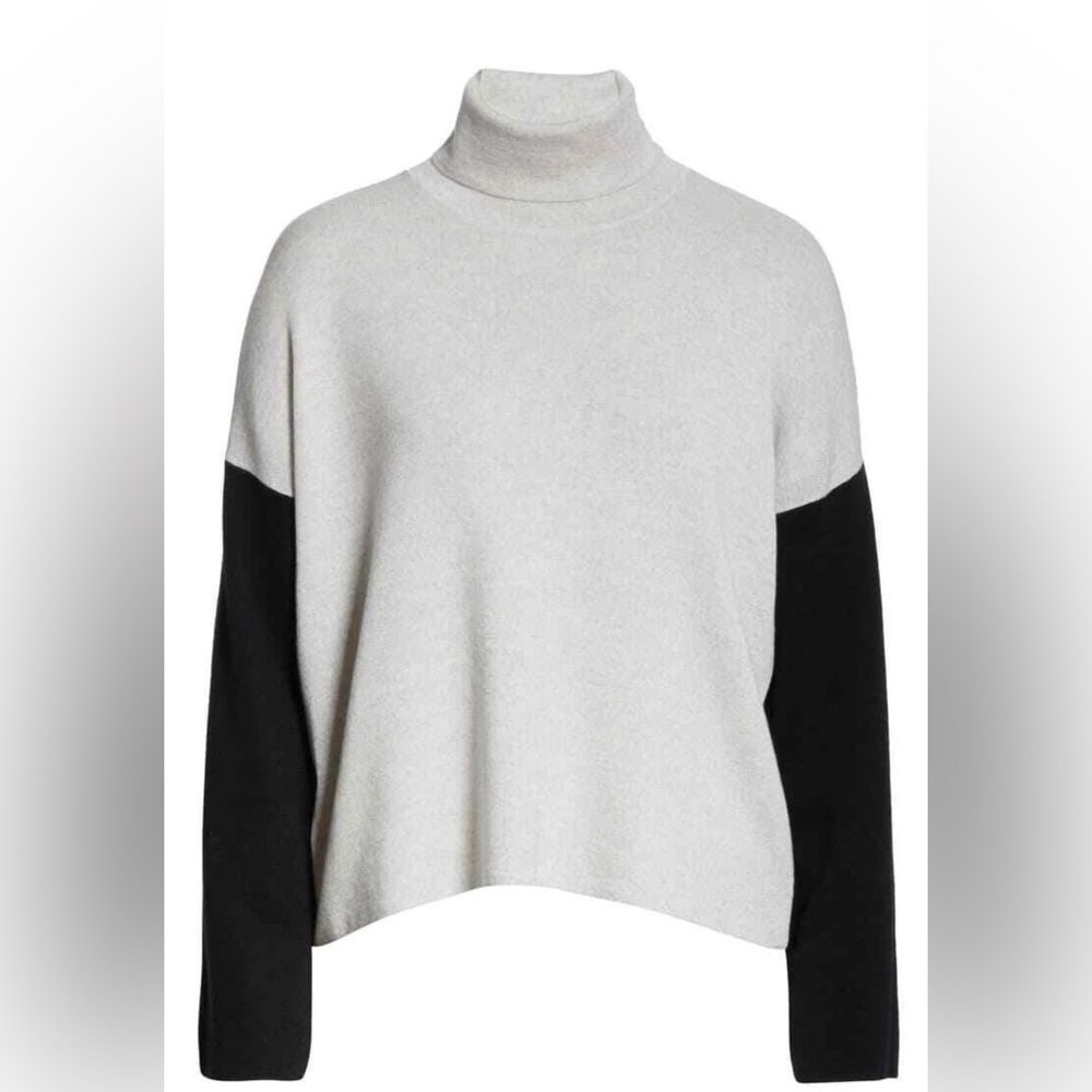 EILEEN FISHER MERINO WOOL TURTLENECK BOX CARDIGAN SWEATER XXS - Picture 4 of 10